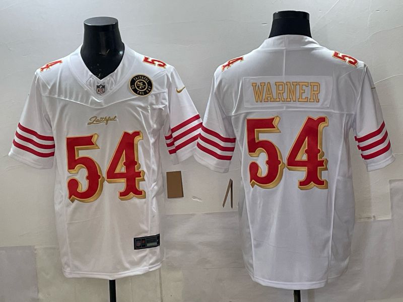 Men 2025 Nike San Francisco 49ers #54 Warner White 5th generation Limited NFL Jersey 045